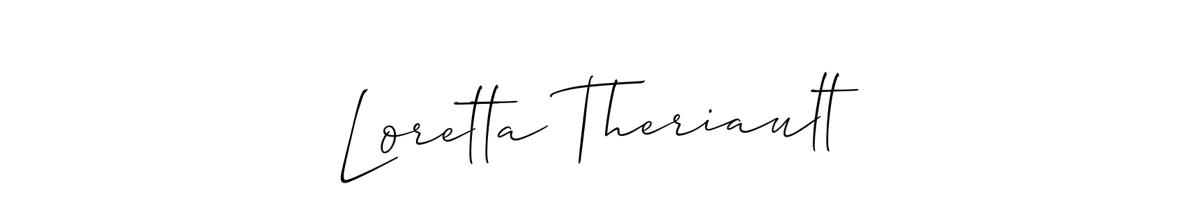 How to make Loretta Theriault name signature. Use Allison_Script style for creating short signs online. This is the latest handwritten sign. Loretta Theriault signature style 2 images and pictures png