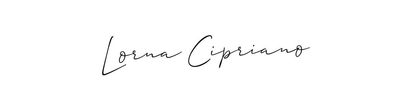 How to make Lorna Cipriano name signature. Use Allison_Script style for creating short signs online. This is the latest handwritten sign. Lorna Cipriano signature style 2 images and pictures png