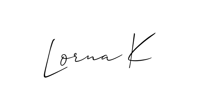 How to make Lorna K name signature. Use Allison_Script style for creating short signs online. This is the latest handwritten sign. Lorna K signature style 2 images and pictures png