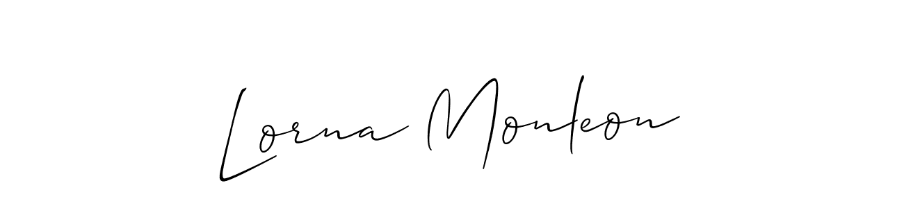 The best way (Allison_Script) to make a short signature is to pick only two or three words in your name. The name Lorna Monleon include a total of six letters. For converting this name. Lorna Monleon signature style 2 images and pictures png