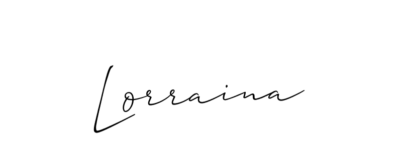 The best way (Allison_Script) to make a short signature is to pick only two or three words in your name. The name Lorraina include a total of six letters. For converting this name. Lorraina signature style 2 images and pictures png