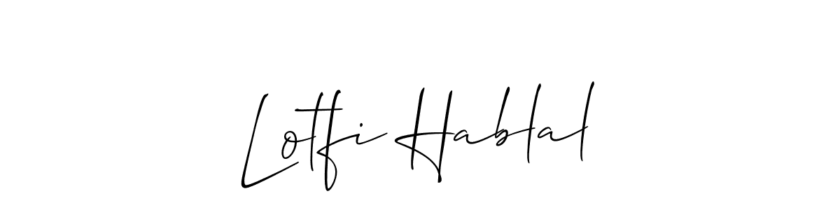 You should practise on your own different ways (Allison_Script) to write your name (Lotfi Hablal) in signature. don't let someone else do it for you. Lotfi Hablal signature style 2 images and pictures png