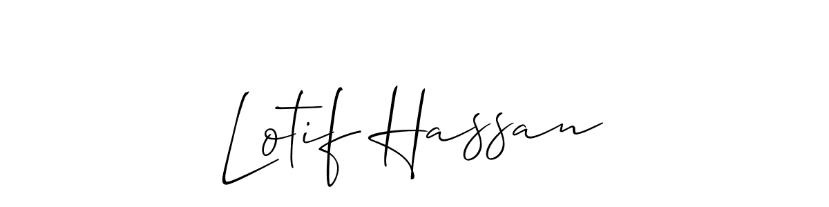 Also You can easily find your signature by using the search form. We will create Lotif Hassan name handwritten signature images for you free of cost using Allison_Script sign style. Lotif Hassan signature style 2 images and pictures png