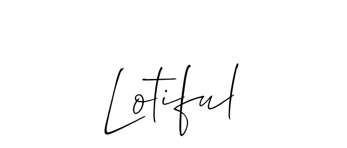 Use a signature maker to create a handwritten signature online. With this signature software, you can design (Allison_Script) your own signature for name Lotiful. Lotiful signature style 2 images and pictures png