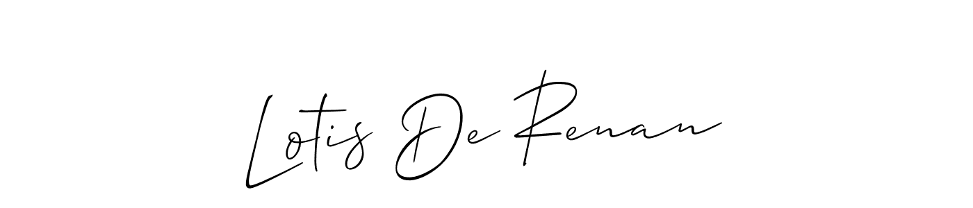 The best way (Allison_Script) to make a short signature is to pick only two or three words in your name. The name Lotis De Renan include a total of six letters. For converting this name. Lotis De Renan signature style 2 images and pictures png