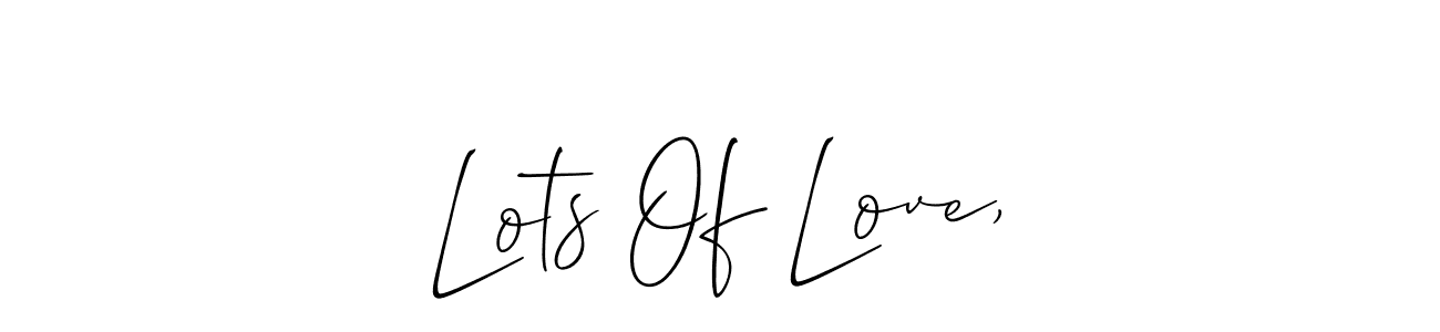 How to make Lots Of Love, name signature. Use Allison_Script style for creating short signs online. This is the latest handwritten sign. Lots Of Love, signature style 2 images and pictures png