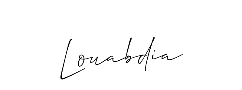 How to make Louabdia name signature. Use Allison_Script style for creating short signs online. This is the latest handwritten sign. Louabdia signature style 2 images and pictures png