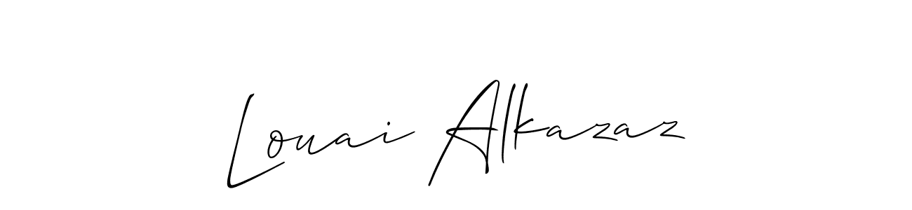 The best way (Allison_Script) to make a short signature is to pick only two or three words in your name. The name Louai Alkazaz include a total of six letters. For converting this name. Louai Alkazaz signature style 2 images and pictures png
