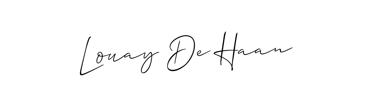 Use a signature maker to create a handwritten signature online. With this signature software, you can design (Allison_Script) your own signature for name Louay De Haan. Louay De Haan signature style 2 images and pictures png