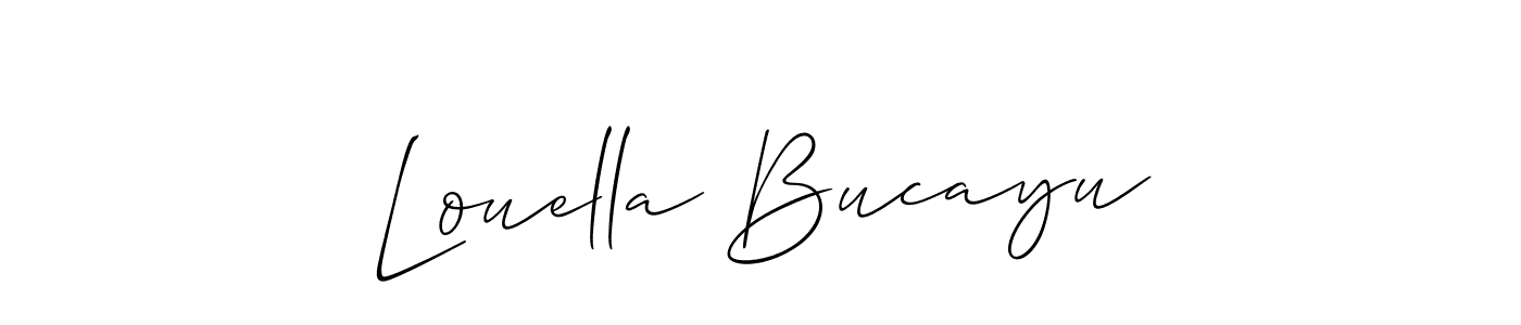 Make a short Louella Bucayu signature style. Manage your documents anywhere anytime using Allison_Script. Create and add eSignatures, submit forms, share and send files easily. Louella Bucayu signature style 2 images and pictures png