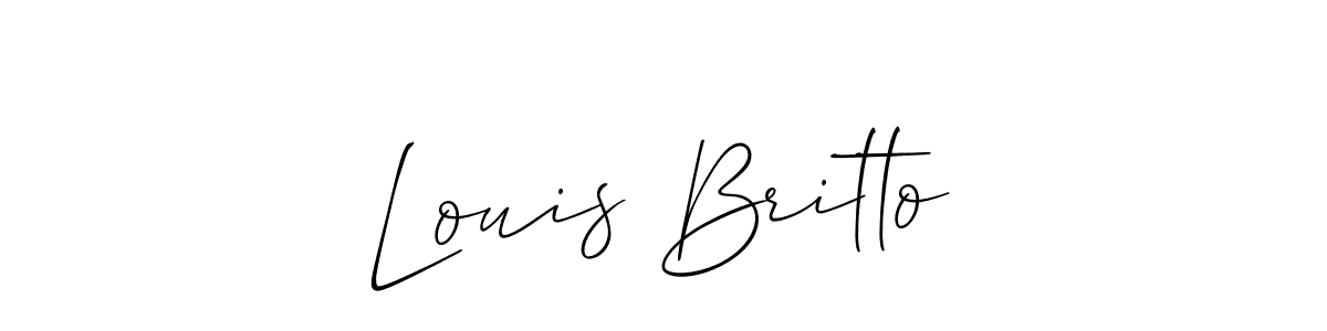 You should practise on your own different ways (Allison_Script) to write your name (Louis Britto) in signature. don't let someone else do it for you. Louis Britto signature style 2 images and pictures png