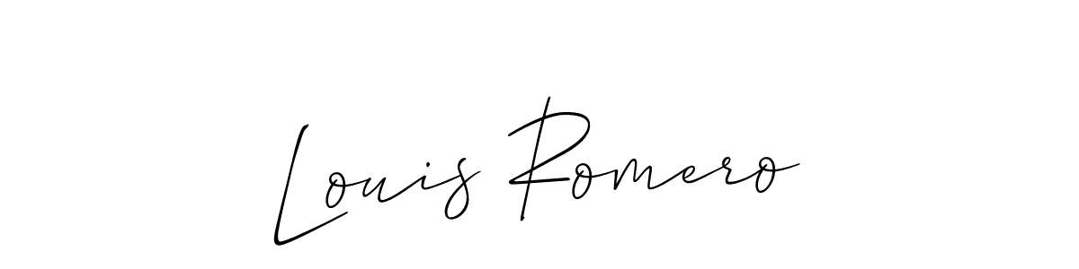 The best way (Allison_Script) to make a short signature is to pick only two or three words in your name. The name Louis Romero include a total of six letters. For converting this name. Louis Romero signature style 2 images and pictures png