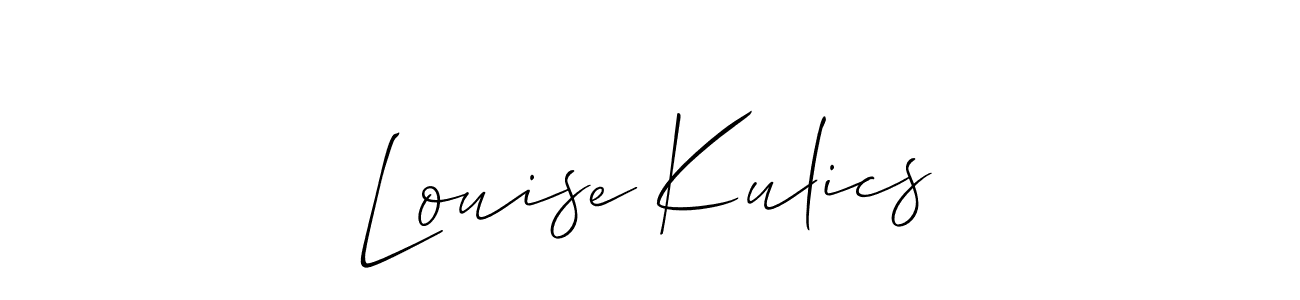 Make a short Louise Kulics signature style. Manage your documents anywhere anytime using Allison_Script. Create and add eSignatures, submit forms, share and send files easily. Louise Kulics signature style 2 images and pictures png