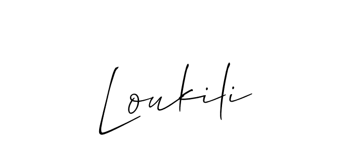 Create a beautiful signature design for name Loukili. With this signature (Allison_Script) fonts, you can make a handwritten signature for free. Loukili signature style 2 images and pictures png