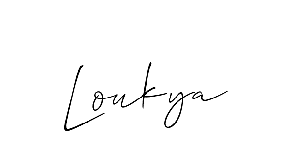 Design your own signature with our free online signature maker. With this signature software, you can create a handwritten (Allison_Script) signature for name Loukya. Loukya signature style 2 images and pictures png