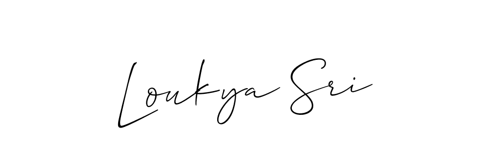 You should practise on your own different ways (Allison_Script) to write your name (Loukya Sri) in signature. don't let someone else do it for you. Loukya Sri signature style 2 images and pictures png