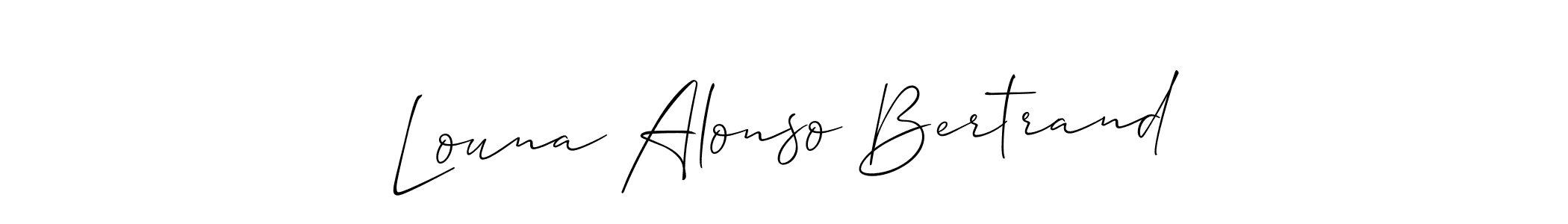 Also You can easily find your signature by using the search form. We will create Louna Alonso Bertrand name handwritten signature images for you free of cost using Allison_Script sign style. Louna Alonso Bertrand signature style 2 images and pictures png