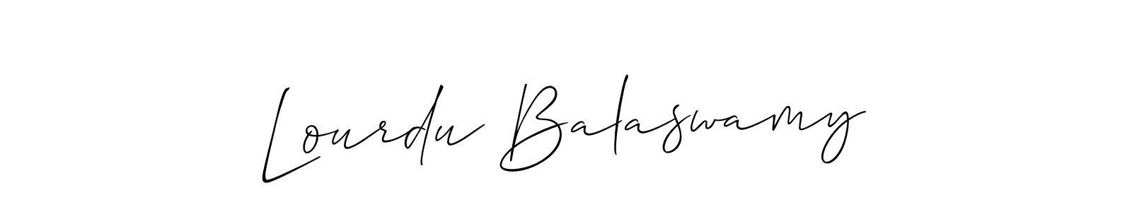 if you are searching for the best signature style for your name Lourdu Balaswamy. so please give up your signature search. here we have designed multiple signature styles  using Allison_Script. Lourdu Balaswamy signature style 2 images and pictures png