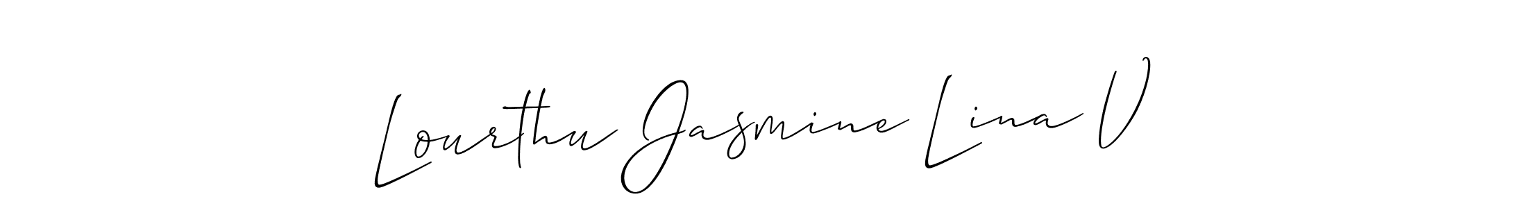 Use a signature maker to create a handwritten signature online. With this signature software, you can design (Allison_Script) your own signature for name Lourthu Jasmine Lina V. Lourthu Jasmine Lina V signature style 2 images and pictures png