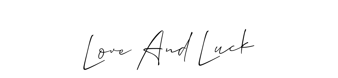 Make a beautiful signature design for name Love And Luck. With this signature (Allison_Script) style, you can create a handwritten signature for free. Love And Luck signature style 2 images and pictures png