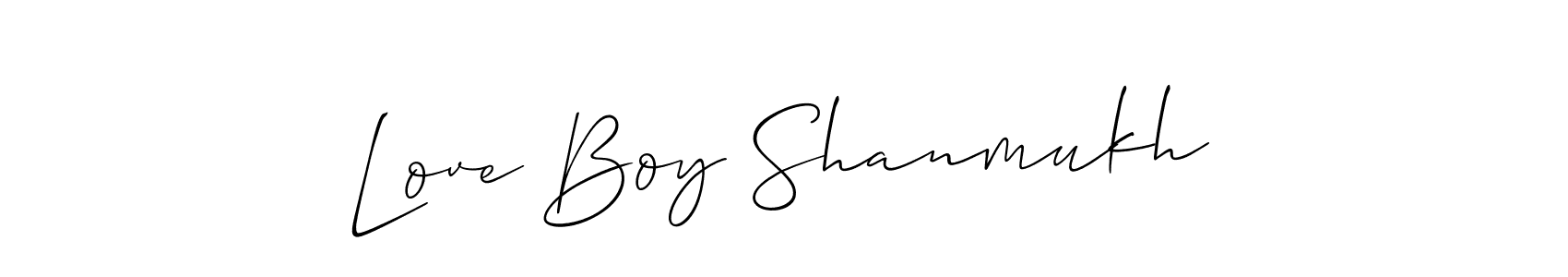 How to make Love Boy Shanmukh name signature. Use Allison_Script style for creating short signs online. This is the latest handwritten sign. Love Boy Shanmukh signature style 2 images and pictures png