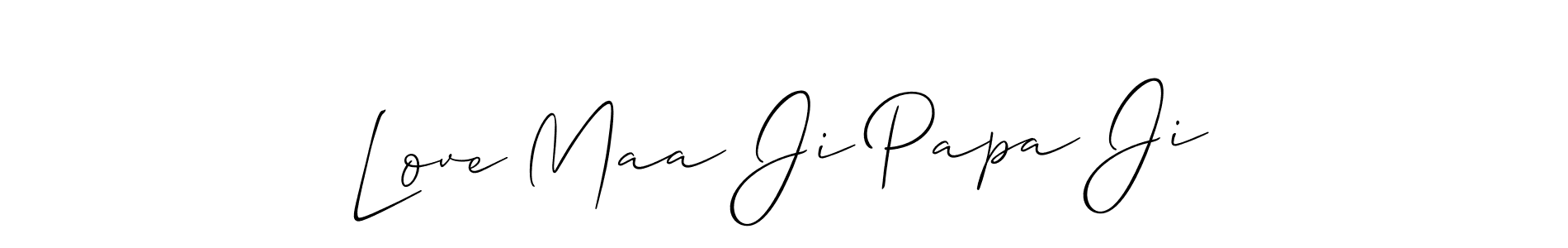 You can use this online signature creator to create a handwritten signature for the name Love Maa Ji Papa Ji. This is the best online autograph maker. Love Maa Ji Papa Ji signature style 2 images and pictures png