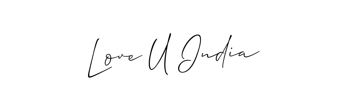 Make a beautiful signature design for name Love U India. With this signature (Allison_Script) style, you can create a handwritten signature for free. Love U India signature style 2 images and pictures png