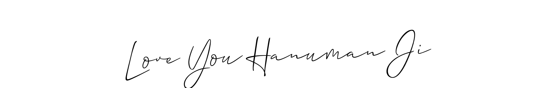 The best way (Allison_Script) to make a short signature is to pick only two or three words in your name. The name Love You Hanuman Ji include a total of six letters. For converting this name. Love You Hanuman Ji signature style 2 images and pictures png