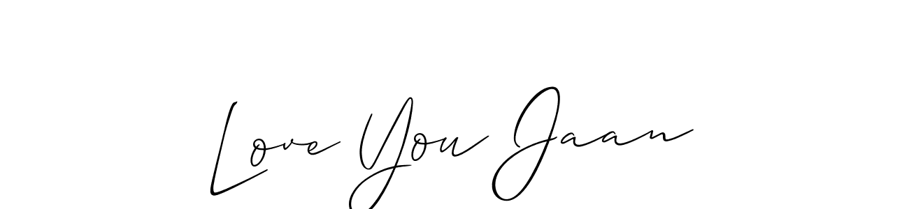 The best way (Allison_Script) to make a short signature is to pick only two or three words in your name. The name Love You Jaan include a total of six letters. For converting this name. Love You Jaan signature style 2 images and pictures png