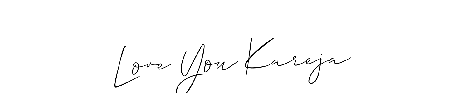 How to Draw Love You Kareja signature style? Allison_Script is a latest design signature styles for name Love You Kareja. Love You Kareja signature style 2 images and pictures png