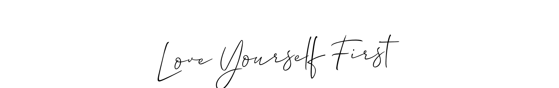 The best way (Allison_Script) to make a short signature is to pick only two or three words in your name. The name Love Yourself First include a total of six letters. For converting this name. Love Yourself First signature style 2 images and pictures png