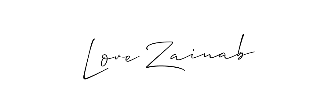The best way (Allison_Script) to make a short signature is to pick only two or three words in your name. The name Love Zainab include a total of six letters. For converting this name. Love Zainab signature style 2 images and pictures png
