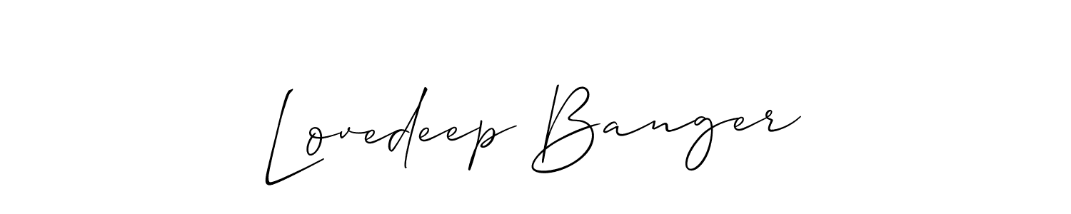 Allison_Script is a professional signature style that is perfect for those who want to add a touch of class to their signature. It is also a great choice for those who want to make their signature more unique. Get Lovedeep Banger name to fancy signature for free. Lovedeep Banger signature style 2 images and pictures png