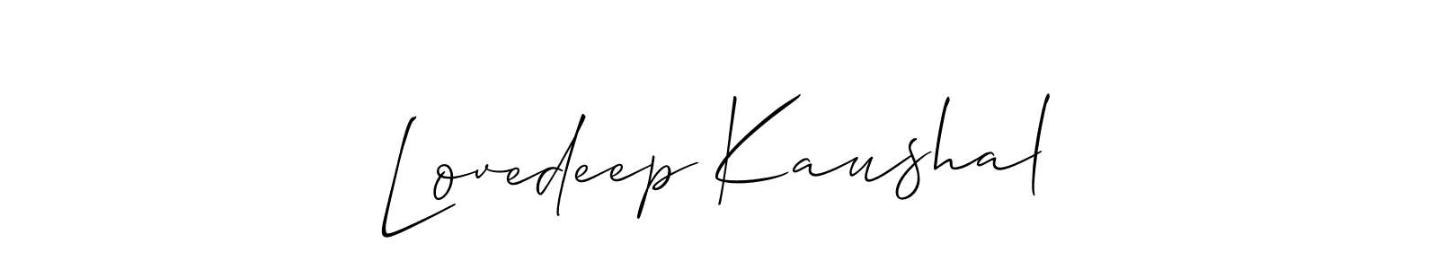 Allison_Script is a professional signature style that is perfect for those who want to add a touch of class to their signature. It is also a great choice for those who want to make their signature more unique. Get Lovedeep Kaushal name to fancy signature for free. Lovedeep Kaushal signature style 2 images and pictures png