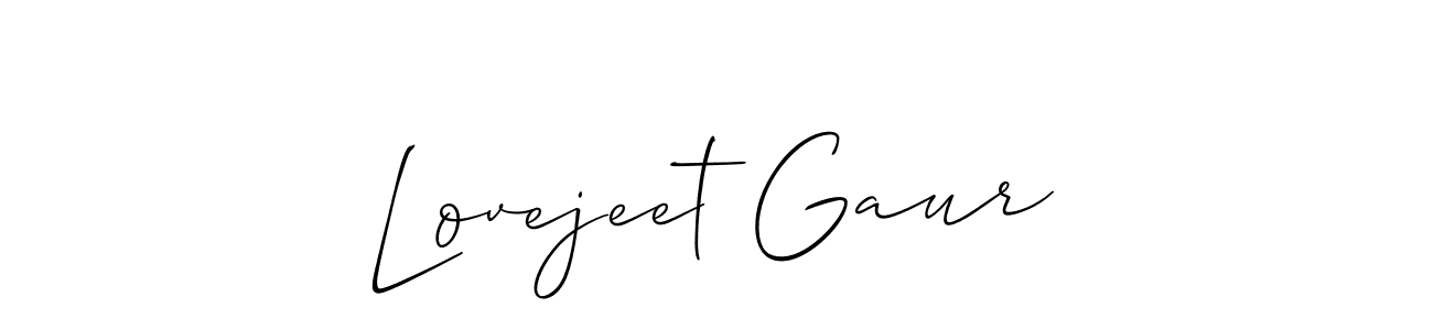 Create a beautiful signature design for name Lovejeet Gaur. With this signature (Allison_Script) fonts, you can make a handwritten signature for free. Lovejeet Gaur signature style 2 images and pictures png