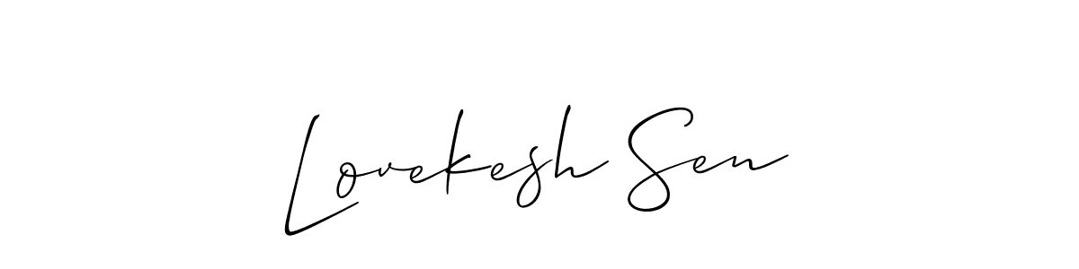 Allison_Script is a professional signature style that is perfect for those who want to add a touch of class to their signature. It is also a great choice for those who want to make their signature more unique. Get Lovekesh Sen name to fancy signature for free. Lovekesh Sen signature style 2 images and pictures png