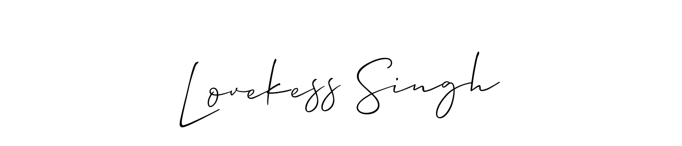 if you are searching for the best signature style for your name Lovekess Singh. so please give up your signature search. here we have designed multiple signature styles  using Allison_Script. Lovekess Singh signature style 2 images and pictures png