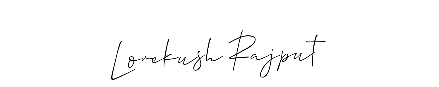 Allison_Script is a professional signature style that is perfect for those who want to add a touch of class to their signature. It is also a great choice for those who want to make their signature more unique. Get Lovekush Rajput name to fancy signature for free. Lovekush Rajput signature style 2 images and pictures png