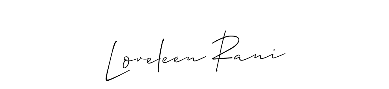 Loveleen Rani stylish signature style. Best Handwritten Sign (Allison_Script) for my name. Handwritten Signature Collection Ideas for my name Loveleen Rani. Loveleen Rani signature style 2 images and pictures png