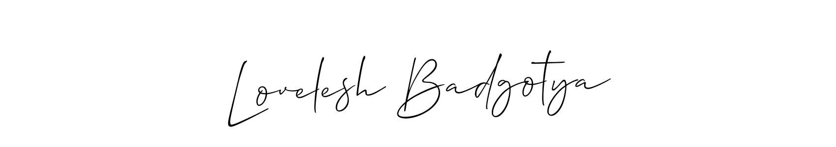 Similarly Allison_Script is the best handwritten signature design. Signature creator online .You can use it as an online autograph creator for name Lovelesh Badgotya. Lovelesh Badgotya signature style 2 images and pictures png