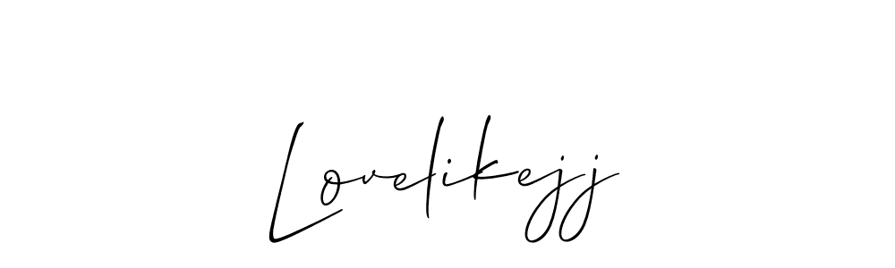 The best way (Allison_Script) to make a short signature is to pick only two or three words in your name. The name Lovelikejj include a total of six letters. For converting this name. Lovelikejj signature style 2 images and pictures png