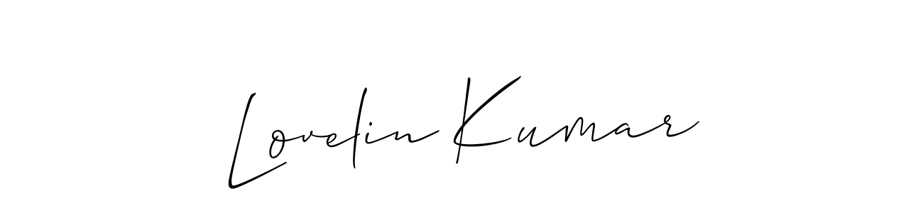 Make a beautiful signature design for name Lovelin Kumar. With this signature (Allison_Script) style, you can create a handwritten signature for free. Lovelin Kumar signature style 2 images and pictures png