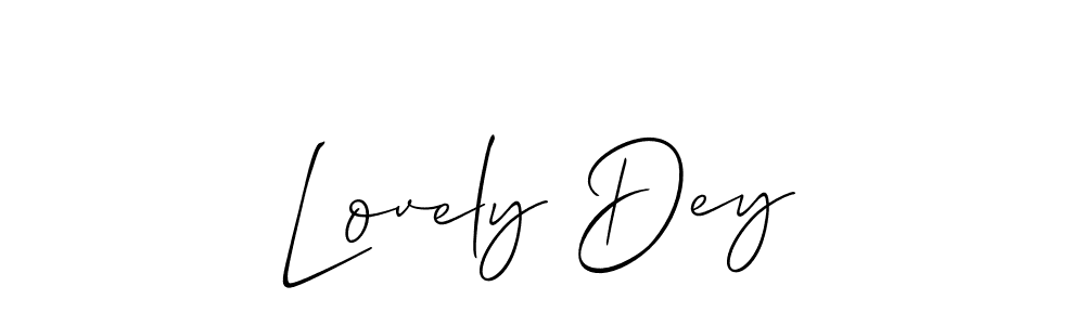 The best way (Allison_Script) to make a short signature is to pick only two or three words in your name. The name Lovely Dey include a total of six letters. For converting this name. Lovely Dey signature style 2 images and pictures png