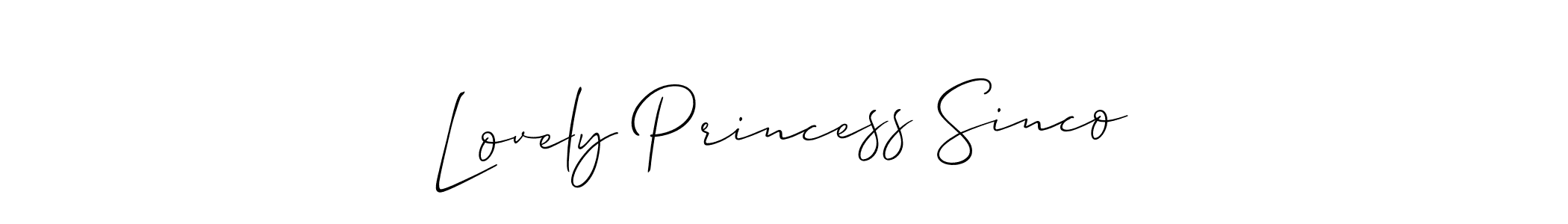 Also You can easily find your signature by using the search form. We will create Lovely Princess Sinco name handwritten signature images for you free of cost using Allison_Script sign style. Lovely Princess Sinco signature style 2 images and pictures png