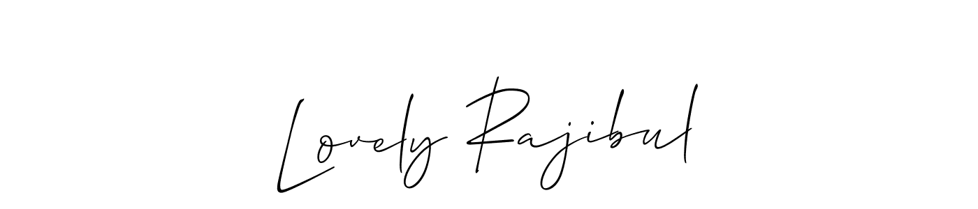 Also You can easily find your signature by using the search form. We will create Lovely Rajibul name handwritten signature images for you free of cost using Allison_Script sign style. Lovely Rajibul signature style 2 images and pictures png