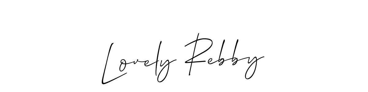 How to make Lovely Rebby name signature. Use Allison_Script style for creating short signs online. This is the latest handwritten sign. Lovely Rebby signature style 2 images and pictures png