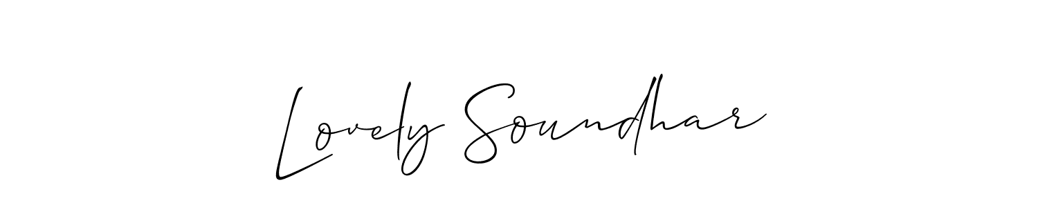 Make a beautiful signature design for name Lovely Soundhar. With this signature (Allison_Script) style, you can create a handwritten signature for free. Lovely Soundhar signature style 2 images and pictures png