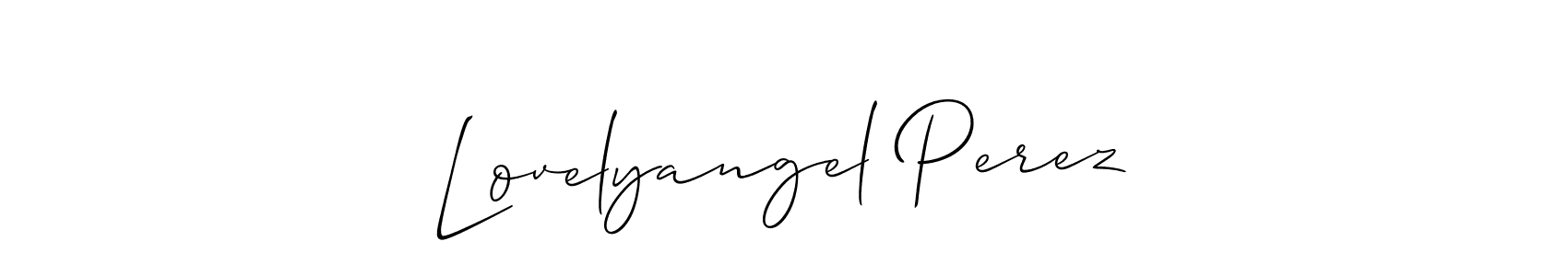 How to make Lovelyangel Perez name signature. Use Allison_Script style for creating short signs online. This is the latest handwritten sign. Lovelyangel Perez signature style 2 images and pictures png