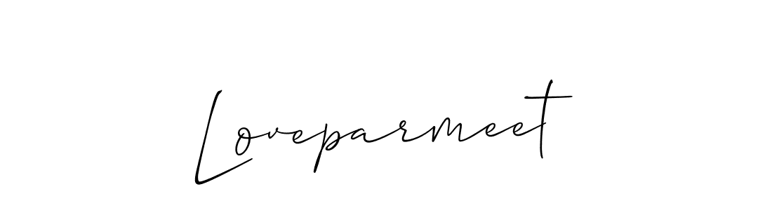 Create a beautiful signature design for name Loveparmeet. With this signature (Allison_Script) fonts, you can make a handwritten signature for free. Loveparmeet signature style 2 images and pictures png