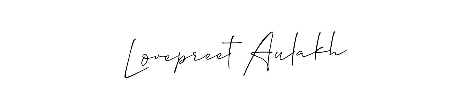 It looks lik you need a new signature style for name Lovepreet Aulakh. Design unique handwritten (Allison_Script) signature with our free signature maker in just a few clicks. Lovepreet Aulakh signature style 2 images and pictures png